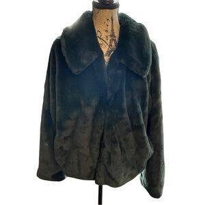 Express Dark Green Teddy Jacket